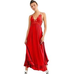 Free People Red Adella Maxi Dress New Size Small